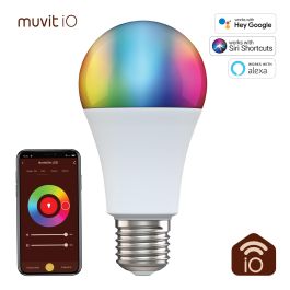 Muvit Bombilla Inteligente Io A65 E27 14W, Multicolor, Control por App y Alexa, WiFi