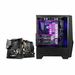 MSI MAG Forge 100M Midi Tower Negro Transparente con Iluminación Púrpura y Panel de Vidrio Templado para PC Gaming