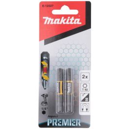 Makita Torsion Bit T40, 50mm, 2 Piezas, Puntas de Destornillador para Tornillos Torx E-12027