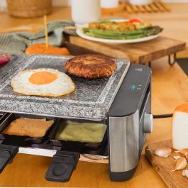 Cecotec Raclette Cheese&Grill 16000 Inox Allstone 1400W Placa Piedra 8 Pers. Negra