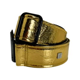 GETM Correa Guitarra Bajo Distressed Vernice Gold Ajustable 165cm Polipiel Nailon Piel