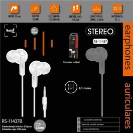 SAMI Auricular con Conector Jack 3.5mm, Diseño Ergonómico en Silicona Blanca