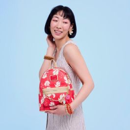 Loungefly Mochila Mini Lilo & Stitch Disney 26cm Piel Sintética con Detalles Estampados y Colgantes Esmaltados