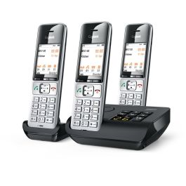 Gigaset COMFORT 500A trio Teléfono DECT/analógico con contestador automático y 3 terminales Negro/Plata