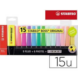 Stabilo Marcador Fluorescente Boss Original Set Escritorio 9 Fluorescentes Y 6 Pastel C-Surtidos Blíster 15 Ud