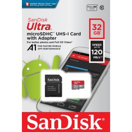 Sandisk Flash Memory Ultra 32Gb 120Mbs C10 Card+Adp SDSQUA4-032G-GN6MA