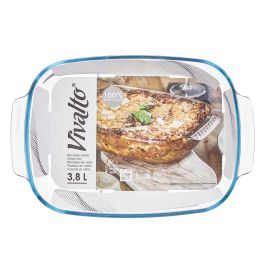 Vivalto Bandeja Rectangular de Borosilicato con Asas 3800Ml Transparente 38x25.4x6.5 cm (Set de 6)