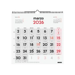 Finocam Calendario de Pared Números Grandes 30x30 cm Mv Neutro 2026 Anual con Espiral y Colgador para Oficina/Hogar
