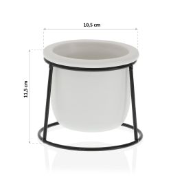 Maceta Blanca C/ Base Metal Versa 10X11CM Maceta Blanca C/ Base Metal Versa 10X11CM