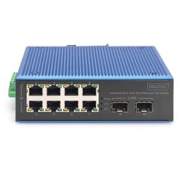 Digitus Switch Industrial Fast Ethernet PoE 8+2 Puertos No Administrado 10/100 Mbps con Montaje en Carril DIN para Entornos Extremos