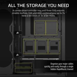 Corsair 5000T Caja PC Gaming Semitorre ATX de Alto Rendimiento, Paneles Vidrio Templado Negro, Compatible con USB-C