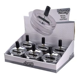 Champ Cenicero de Metal con Tapa Giratoria, Ø 9,5 x 9,5 cm