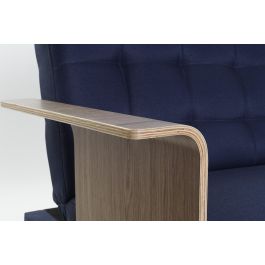 DKD Home Decor Sofá Cama Urban Azul Marrón Negro Poliéster, Metal y Eucalipto, Desmontable, 203x87x81 cm