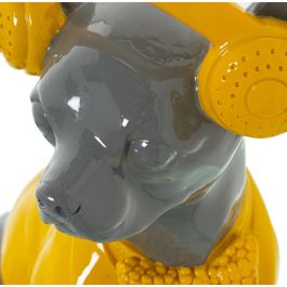 Figura Decorativa Alexandra House Living Amarillo Gris Plástico Perro Auriculares 14 x 26 x 19 cm