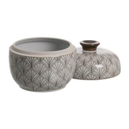 Caja Blanco-Marrón Porcelana Decoración 18 X 18 X 19 cm