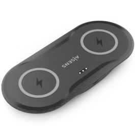 Aisens ASCH-15W2WC060-BK Base de Carga Inalámbrica 2 en 1 USB-C 15W para Móvil y Auriculares Negro
