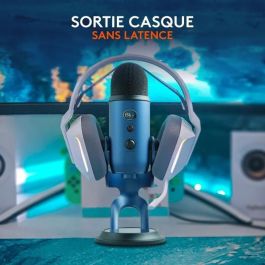 Logitech G Blue Yeti Micrófono USB Premium Azul para Grabación, Transmisión, Juegos, Podcast en PC y Mac con Blue VO!CE