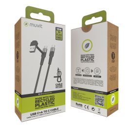muvit for change cable Tipo C + Tipo A a Tipo C 3A 15w 0,2m negro