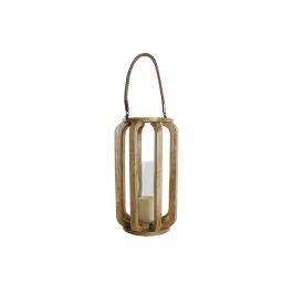 DKD Home Decor Portavela Alpino de Mango y Cristal Natural - Diseño Decorativo para Hogar - 26 cm Ancho x 47 cm Alto x 26 cm Largo