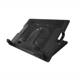 Ewent EW1258 Base de Enfriamiento Plegable para Portátil 17" con Ventilador Silencioso 1000 RPM, 2x USB, Multiángulo - Negro