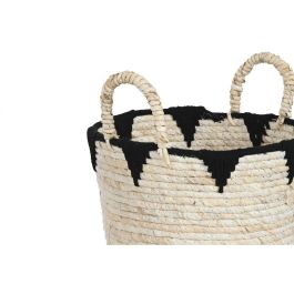 Cesta Boho DKD Home Decor Natural Negro 37 x 43 x 37 cm Set de 3