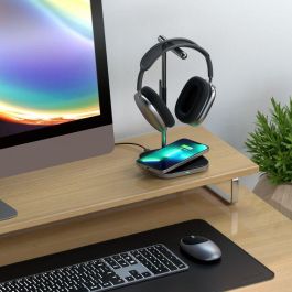 Satechi Soporte 2 en 1 con Cargador Inalámbrico para iPhone/AirPods Pro y Puerto USB-C para Auriculares AirPods Max