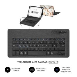 SUBBLIM funda de tablet con teclado bluetooth Keytab Pro BT Trendy Marmol Blanco