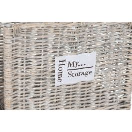 Soporte para Leña Home ESPRIT Natural Mimbre 47 x 35 x 54 cm