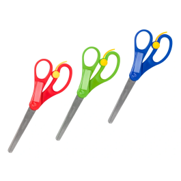 Liderpapel Tijera 15 cm con Resorte para Facilitar el Corte, Punta Redonda, Acero Inoxidable, Apta para Todos los Usos