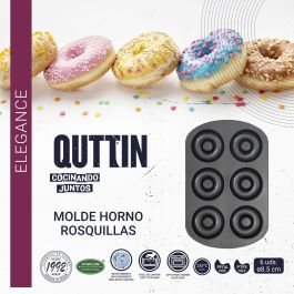 Molde para horno de rosquillas, 6 unidades, 8.5 cm, Quttin (12 Unidades) Molde para horno de rosquillas, 6 unidades, 8.5 cm, Quttin (12 Unidades)