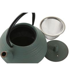 DKD Home Decor Tetera Oriental de Hierro Colado e Inox, Apta para Gas y Lavavajillas, 400ml, Verde y Naranja (2 Unidades)