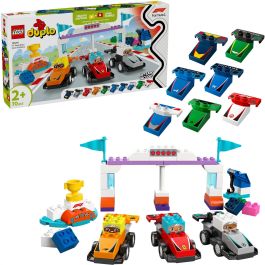 Lego Duplo Juego de Construcción: Coches de Carreras y Pilotos del Equipo F1 - Set de Ladrillos para Niños y Niñas a partir de 2 Años