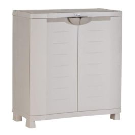 Plastiken Armario bajo SPACESAVER 90 de resina, 2 puertas y estantes, 90x45x100 cm, uso interior/exterior, fácil montaje, color beige Precio: 135.49999991. SKU: S7152608