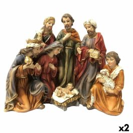 DKD Home Decor Nacimiento Navidad Tradicional Resina Blanco Multicolor 23 x 19.5 x 12.5 cm (2 Unidades) Precio: 64.49999985. SKU: B1GRCYGCB9
