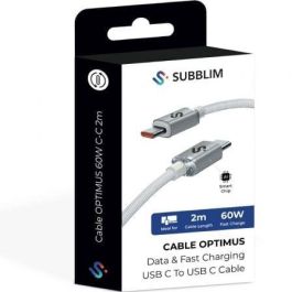 Cable USB-C a USB-C Subblim SUBCAB-C06011 2 m Blanco Cable USB-C a USB-C Subblim SUBCAB-C06011 2 m Blanco