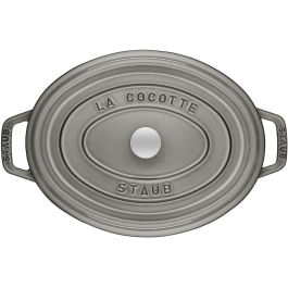 Staub 40509-317-0 La Cocotte Oval 29cm, Olla de Hierro Fundido Esmaltado 4.2L, Gris Grafito, apta para Inducción y Horno