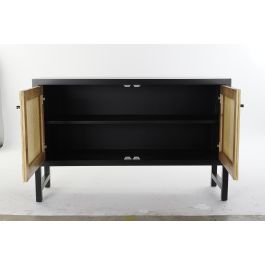 DKD Home Decor Buffet Balines Aparador Mueble Auxiliar de Ratan y Abeto Negro Natural con 2 Puertas y 1 Estantería 120x38x76 cm DKD Home Decor Buffet Balines Aparador Mueble Auxiliar de Ratan y Abeto Negro Natural con 2 Puertas y 1 Estantería 120x38x76 cm