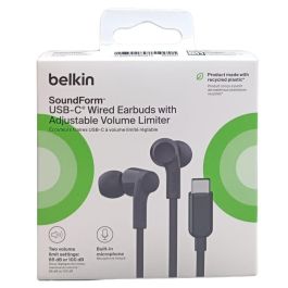 Belkin G3H0002HQBKV2 Auriculares USB-C Negro, Micrófono Integrado, Resistencia al Sudor IPX5, Sonido Signature Sound, Plug and Play