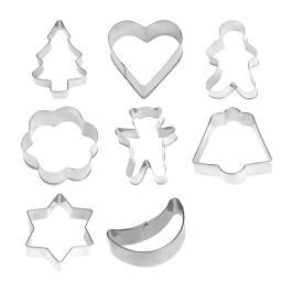 Jja Pack de 8 moldes cortadores para galletas en acero inoxidable cromado