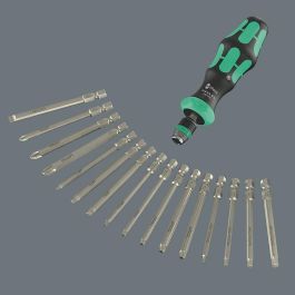 Wera Kraftform Kompakt 60 RA-R Imperial 1 Destornillador Múltiple 17 Piezas Puntas Planas y Philips PH1 PH2 PH3