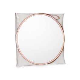 Espejo redondo con asa de polipiel bronce Giftdecor 45x45 cm (4 Unidades) Espejo redondo con asa de polipiel bronce Giftdecor 45x45 cm (4 Unidades)