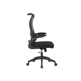 Q-connect Silla de Oficina Ergonómica Catania con Respaldo de Malla, Reposabrazos Abatibles y Ruedas Premium, Altura Máx 1230mm, Color Negro