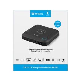 Sandberg Powerbank All-in-1 para Portátil 24000 mAh Carga Rápida y Universal con Cargador Inalámbrico Integrado