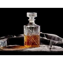 Vivalto Licorera Tallada Rombos de Vidrio Transparente, 900 ml, 9x23.5x9 cm (12 Unidades)