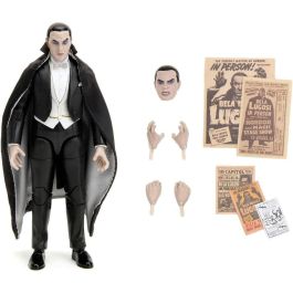 JADA TOYS Figura Bela Lugosi Drácula 15cm con Manos, Cabeza Intercambiables y Capa, 20 Puntos Articulados