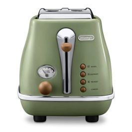 Delonghi CTOV 2103.GR Tostadora Icona Vintage 2 Rebanadas 900W Termostato 6 Posiciones Verde Oliva Descongelación