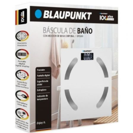Blaupunkt BP5009 Báscula de Baño Digital Extraplana Blanca con Superficie de Cristal e Indicador de Temperatura