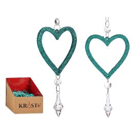 Adorno Corazón Verde Menta para Árbol de Navidad Krist+ 9x16x2 cm (48 Unidades) Precio: 50.69000002. SKU: B198EL24J3