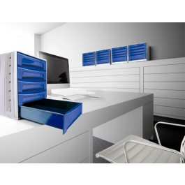 Archivo 2000 Fichero 6 Cajones Azul Opaco 305x370x215 mm Bandeja Superior Organizadora