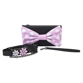 Loungefly Bolso Bandolera Minnie Disney Floral Rock the Dots Piel Vegana con Correa Ajustable y Muñequera
